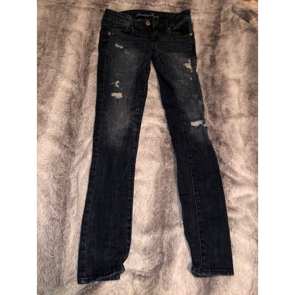American Eagle ripped and jeweled jeans